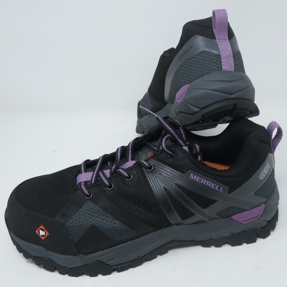 NEW Merrell Womens Size 8 Fullbench 2 SD Steel Toe Work Shoes Black Purple NWOB
